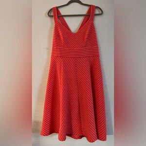 Adrianna Papell Red and salmon dress with crisscross straps
